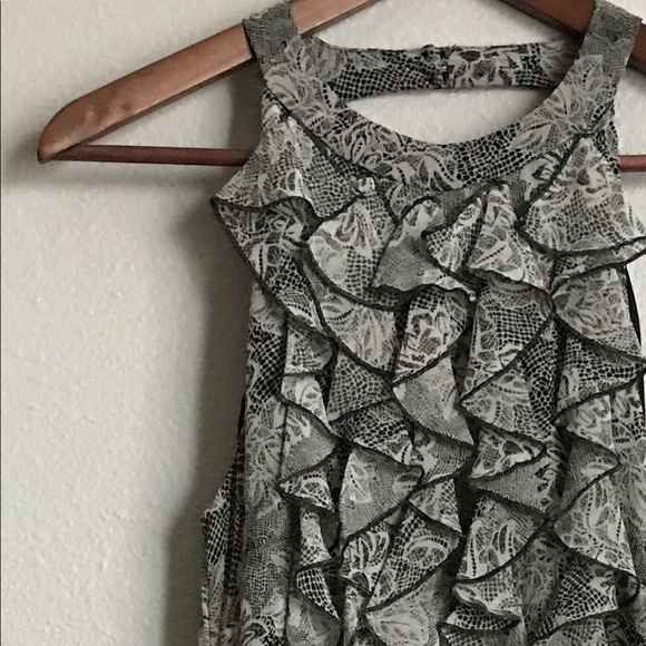 ECI | Ruffle Lace Pattern High Neck Dress | Size 6 - Picture 2 of 8